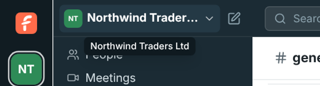 Pointing at a long workspace name shows it in full